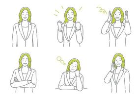 Set Of Vector Businessperson With Different Poses Expressing A Variety Of Emotions Isolated On A White Background