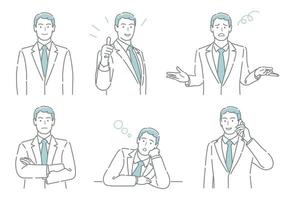 Set Of Vector Businessperson With Different Poses Expressing A Variety Of Emotions Isolated On A White Background