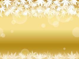 Seamless White Maple Leaf Frame On A Gold Background. Horizontally Repeatable. Vector illustration.