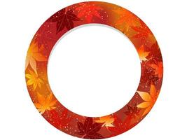 Autumn Maple Leaf Vector Round Frame Isolated On A White Background.