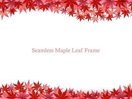 Seamless Red Vector Maple Leaf Frame With Text Space Isolated On A White Background. Horizontally Repeatable.