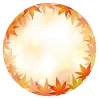 Autumn Maple Leaf Round Frame With An Abstract Bokeh Background. Vector Illustration Isolated On A White Background.