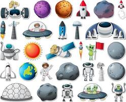 Set of stickers with Solar system objects isolated vector