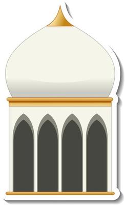 A sticker template with Mosque building isolated