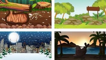 Four different nature horizontal scene vector