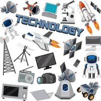 Technology text icon with elements vector