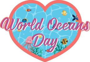 Heart shape template with World Ocean Day banner vector