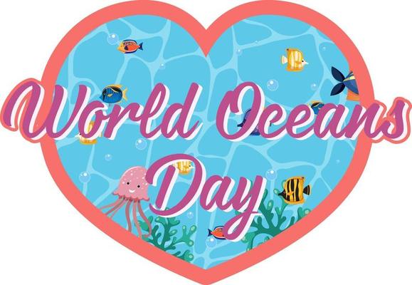 Heart shape template with World Ocean Day banner