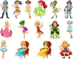 Sticker set with different fairytale cartoon characters vector