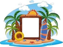 Empty banner template with beach scene on white background vector