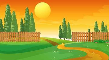 Blank park landscape scene at sunset time vector