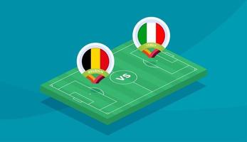 Bélgica vs Italia partido ilustración vectorial campeonato de fútbol 2020 vector