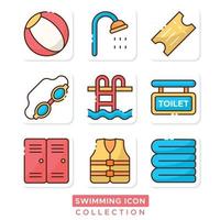 Swimming Pool Stuff Icons Collection vector