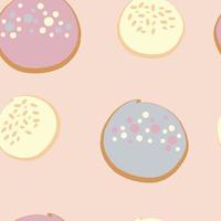 Seamless bakery pattern of fruit buns with icing vector