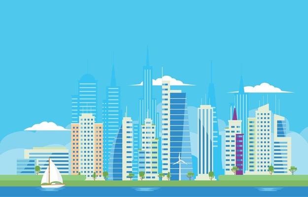 Modern Skycraper City Building Background