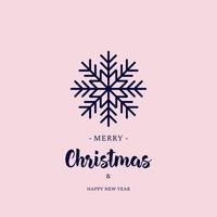 Christmas and New Year Greeting Card Illustration with Snowflake and Lettering vector