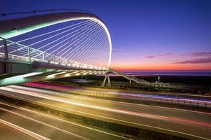 Night scene of Harp bridge in Hsinchu, Taiwan photo
