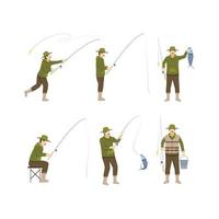 colección de personajes de pescadores vector