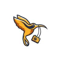 bird illustration logo design with camera