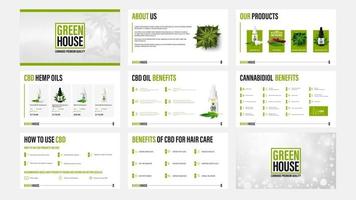 CBD oil products presentation templates with infographic elements. vector