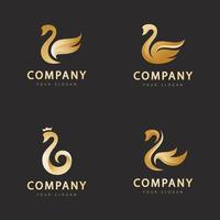 Golden swan abstract logo vector template