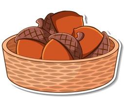 Sticker basket with many acorns vector