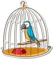 A parrot bird in a cage sticker vector