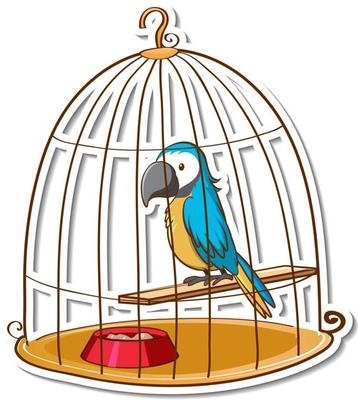 A parrot bird in a cage sticker