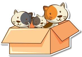 Cat family members in the box sticker vector