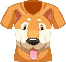 parte delantera de la camiseta con la cara del patrón de perro shiba vector