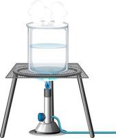 Agua en un vaso de precipitados sobre rejilla metálica aislado vector