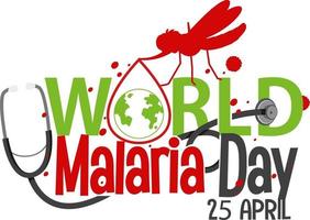 logotipo del día mundial de la malaria o pancarta con mosquito vector