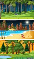 tres escenas horizontales de naturaleza diferente. vector