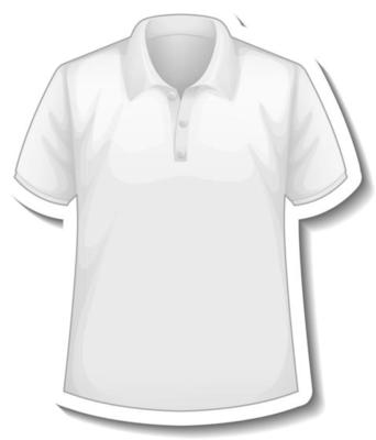 A sticker template with front of white polo shirt isolated