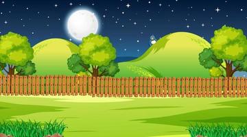 Blank nature park landscape at night scene vector