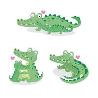 cute crocodile and baby cartoon. vector