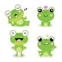 Set of  little frogs in cartoon style. vector