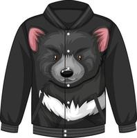 parte delantera de la chaqueta bomber con estampado de oso negro vector