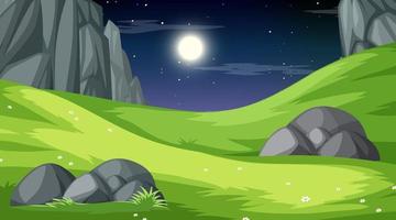 paisaje de bosque natural en la escena nocturna vector