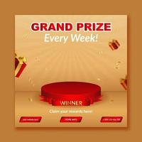 Grand prize winner announcement for social media post template