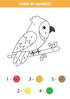 Color the cute cartoon parrot. vector