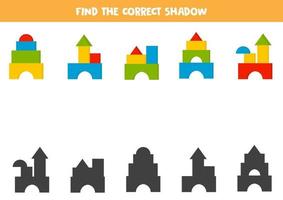 Find the correct shadow of childish towers. vector