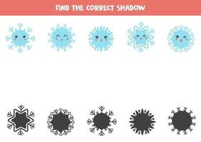 Find the correct shadows of snowflakes. vector