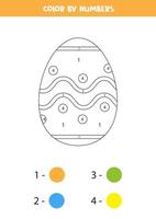 Color cute cartoon Easter egg by numbers. Coloring page for kids. vector