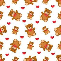 Cute seamless pattern with valentine teddy bears. vector