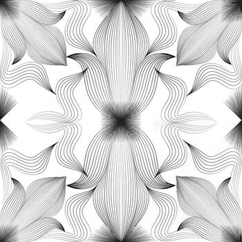 Abstract ornamental line seamless pattern. Geometric seamless patterns. Abstract geometrical graphic design print floral pattern. Ornament with stripy floral shapes for fabric, background wrapping paper design. vector