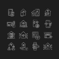 Smart house chalk icons set vector
