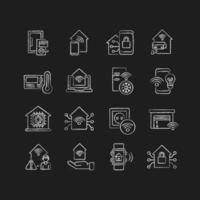 Smart house chalk icons set vector