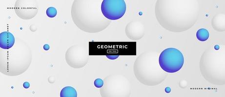 3d Geometric Sphere Shapes Moving in White and Gray Background. vector