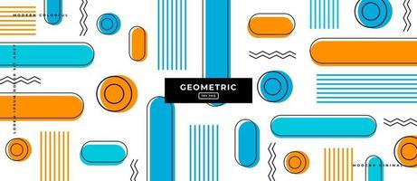 Memphis Style Geometric Shapes Background. vector